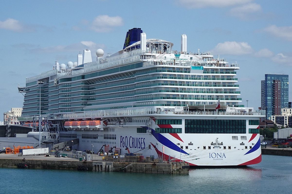 A cruise ship leaving Southampton